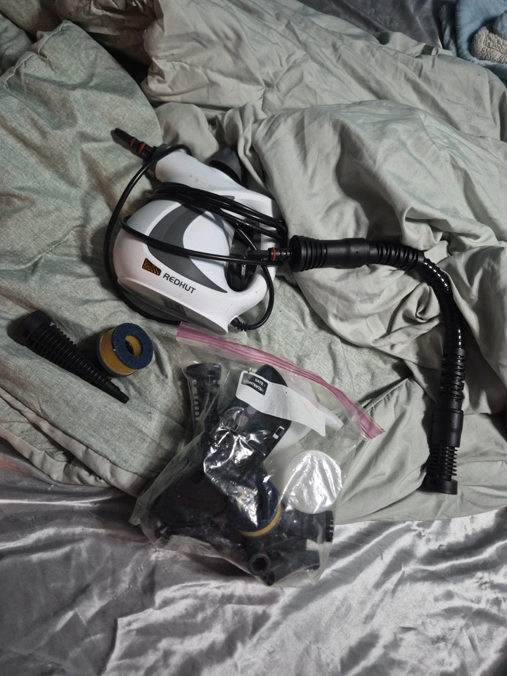 White and Black Handheld Steamer